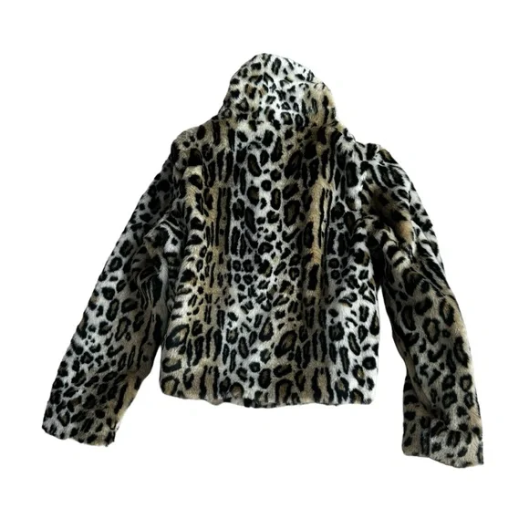 Who What Wear Women's Faux Leopard Print Fur Coat - Size M - Picture 2 of 9